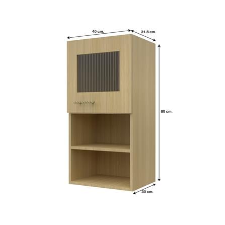 ตู้แขวนเดี่ยวบานกระจกพร้อมชั้น JUPITER MINERVA 40x80 ซม. สีน้ำตาล_4