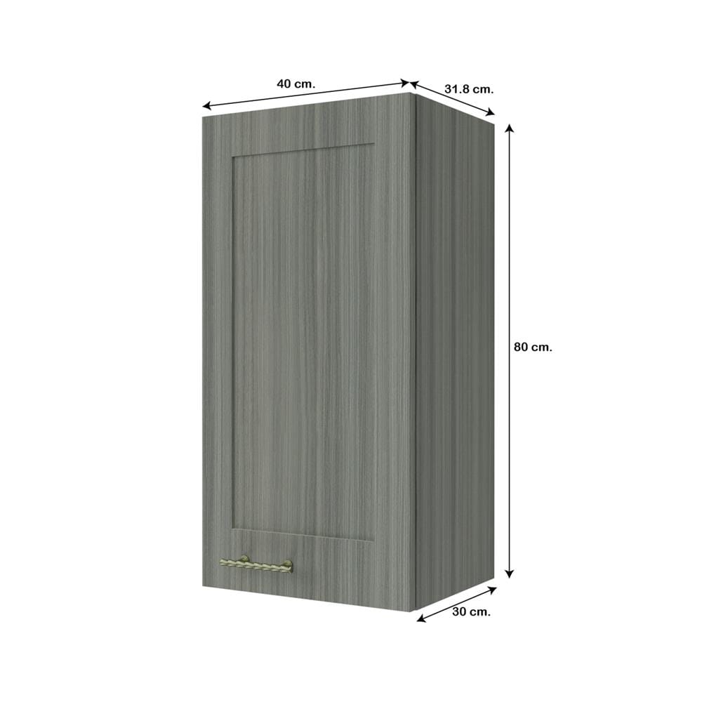 ตู้แขวนเดี่ยวบานเรียบ JUPITER GLORY LIGHT 40x80 ซม. สีเทา