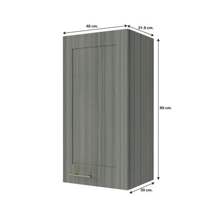 ตู้แขวนเดี่ยวบานเรียบ JUPITER GLORY LIGHT 40x80 ซม. สีเทา_4