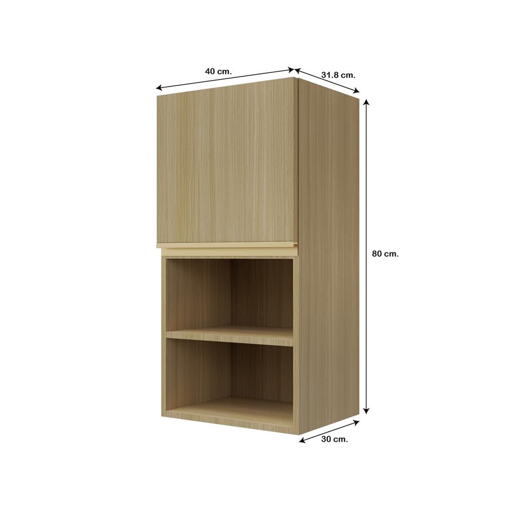 ตู้แขวนเดี่ยวบานเรียบพร้อมชั้น JUPITER SILKY WOODS 40x80 ซม. สีน้ำตาล