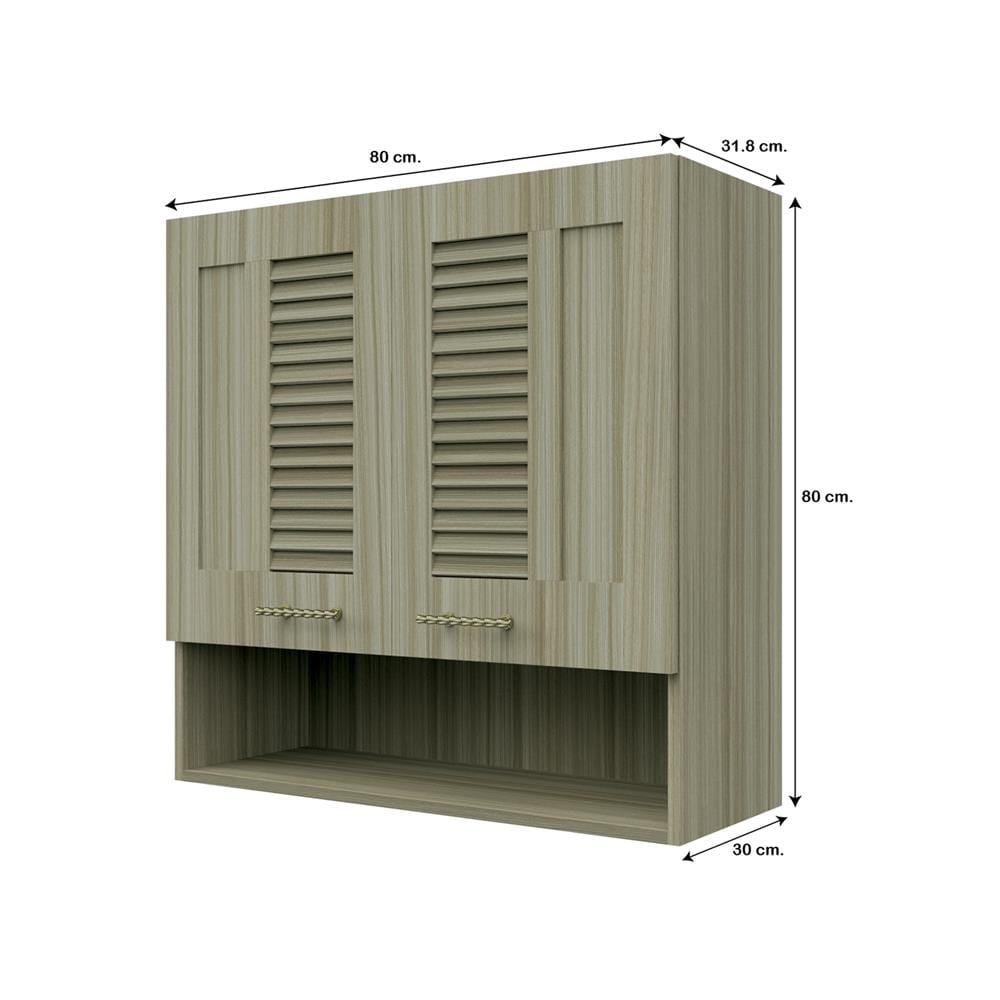 ตู้แขวนคู่เกล็ดผสมพร้อมชั้นโล่ง JUPITER GLORY TEAK 80x80 ซม. สีน้ำตาล