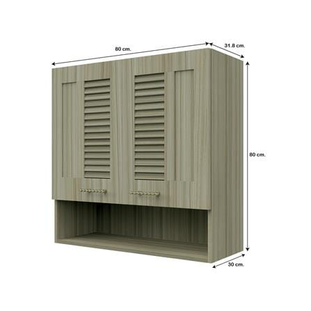 ตู้แขวนคู่เกล็ดผสมพร้อมชั้นโล่ง JUPITER GLORY TEAK 80x80 ซม. สีน้ำตาล_4