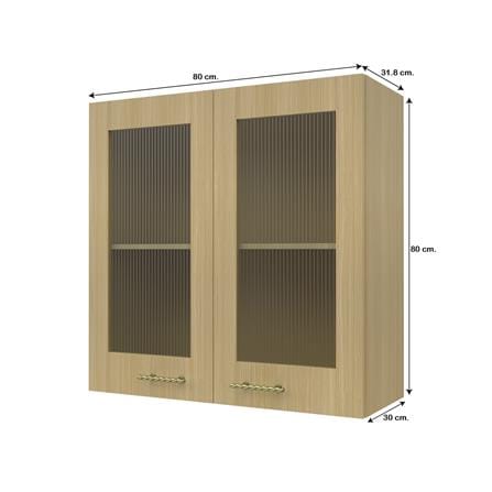 ตู้แขวนคู่บานกระจก JUPITER MINERVA 80x80 ซม. สีน้ำตาล_5