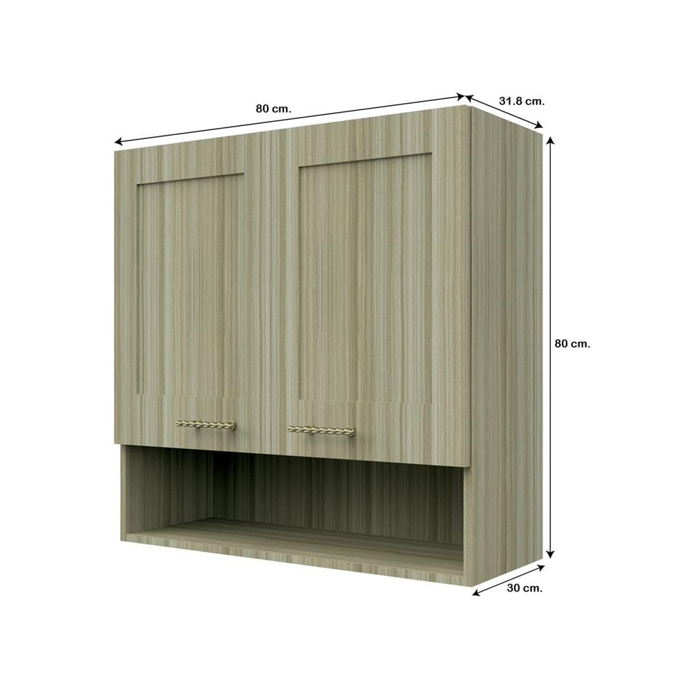 ตู้แขวนคู่บานทึบพร้อมชั้นโล่ง JUPITER GLORY TEAK 80x80 ซม. สีน้ำตาล
