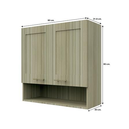 ตู้แขวนคู่บานทึบพร้อมชั้นโล่ง JUPITER GLORY TEAK 80x80 ซม. สีน้ำตาล_4