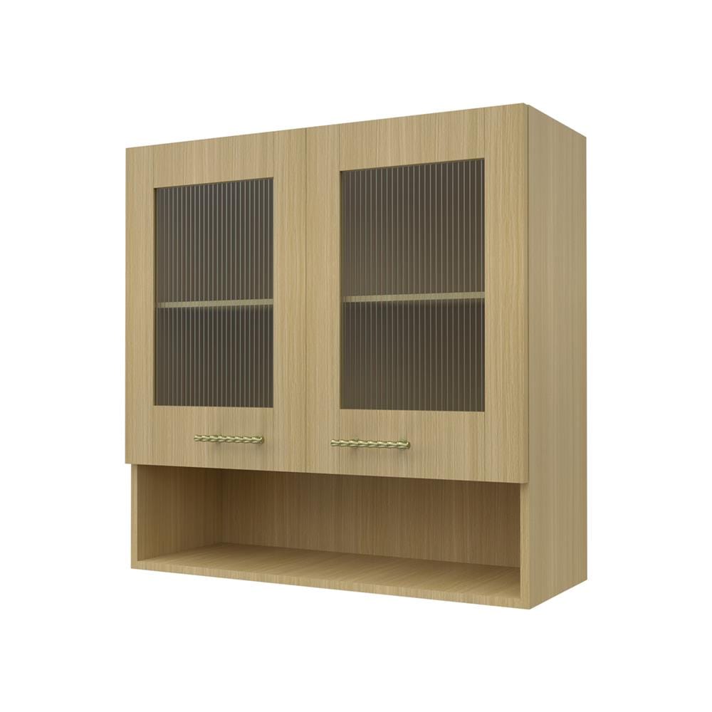ตู้แขวนคู่บานกระจกพร้อมชั้นโล่ง JUPITER MINERVA 80x80 ซม. สีน้ำตาล