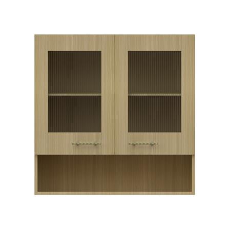 ตู้แขวนคู่บานกระจกพร้อมชั้นโล่ง JUPITER MINERVA 80x80 ซม. สีน้ำตาล_1