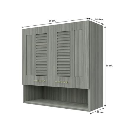 ตู้แขวนคู่เกล็ดผสมพร้อมชั้นโล่ง JUPITER GLORY LIGHT 80x80 ซม. สีเทา_4