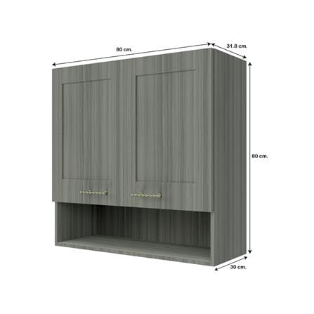 ตู้แขวนคู่บานทึบพร้อมชั้นโล่ง JUPITER GLORY LIGHT 80x80 ซม. สีเทา_4