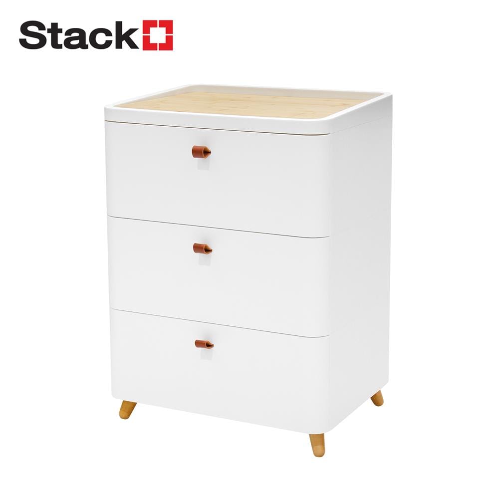 ตู้ลิ้นชัก 3 ชั้น ขาไม้ STACKO JOIN 52x40x70.5 ซม. สีขาว
