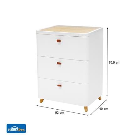 ตู้ลิ้นชัก 3 ชั้น ขาไม้ STACKO JOIN 52x40x70.5 ซม. สีขาว_6