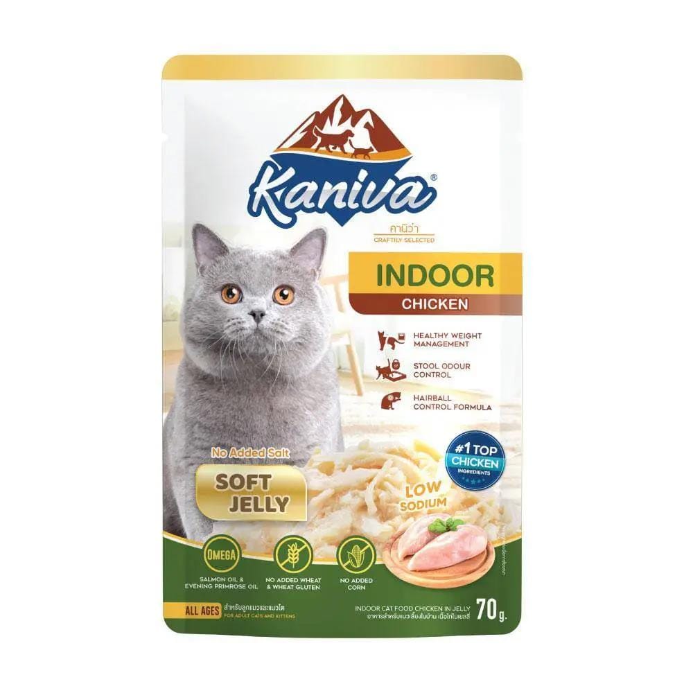 อาหารเปียกแมว KANIVA INDOOR CHICKEN IN JELLY POUCH 70 กรัม