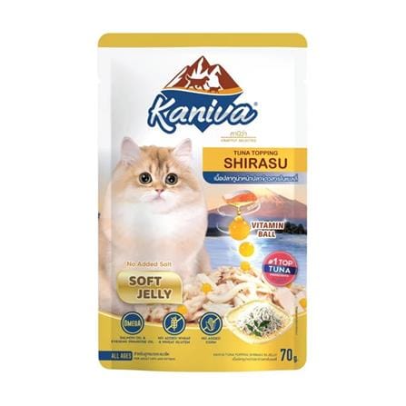 อาหารเปียกแมว KANIVA TUNA TOPPING SHIRASU POUCH 70 กรัม
