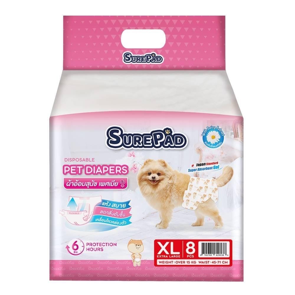 ผ้าอ้อมสุนัข SUREPAD ไซซ์ XL 8 ชิ้น