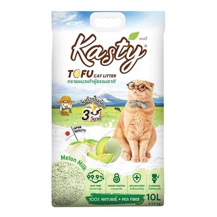 ทรายแมวเต้าหู้ KASTY TOFU CAT LITTER กลิ่นนมเมล่อน 10 ลิตร_0
