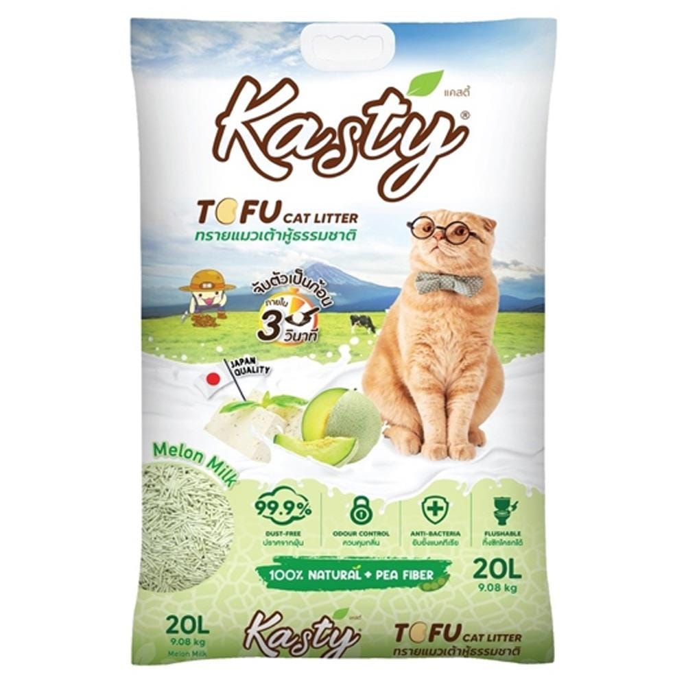 ทรายแมวเต้าหู้ KASTY TOFU CAT LITTER กลิ่นนมเมล่อน 20 ลิตร