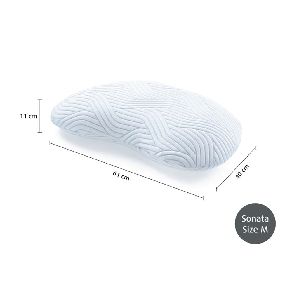 หมอนสุขภาพ เมมโมรี่โฟม TEMPUR SONATA PILLOW WITH SMARTCOOL ไซซ์ M 61x40x11 ซม. สีขาว