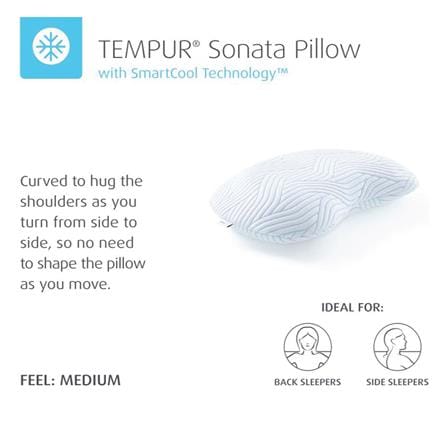 หมอนสุขภาพ เมมโมรี่โฟม TEMPUR SONATA PILLOW WITH SMARTCOOL ไซซ์ M 61x40x11 ซม. สีขาว_2