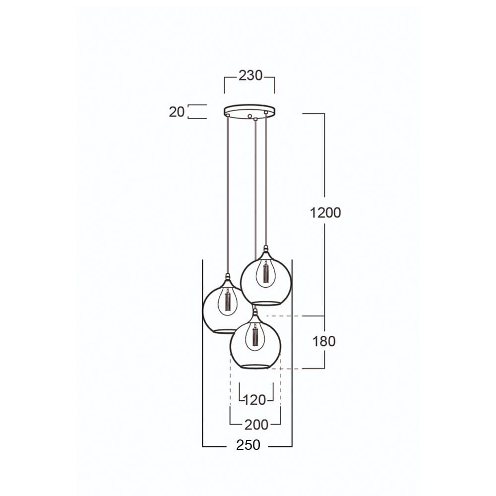 ไฟช่อ LUMAX 01-02892 สีดำ/ทอง/โรสโกลด์ 3 หัว
