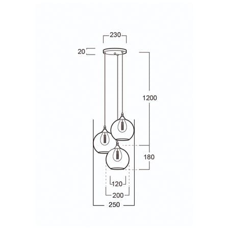 ไฟช่อ LUMAX 01-02892 สีดำ/ทอง/โรสโกลด์ 3 หัว_3