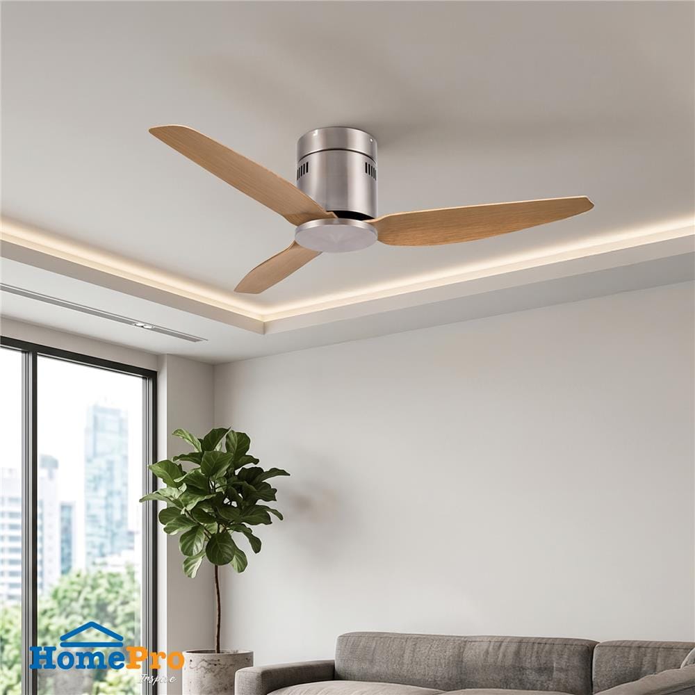 พัดลมไม่มีโคมไฟ CARINI CN-43F 46 นิ้ว สีน้ำตาล/เงิน
