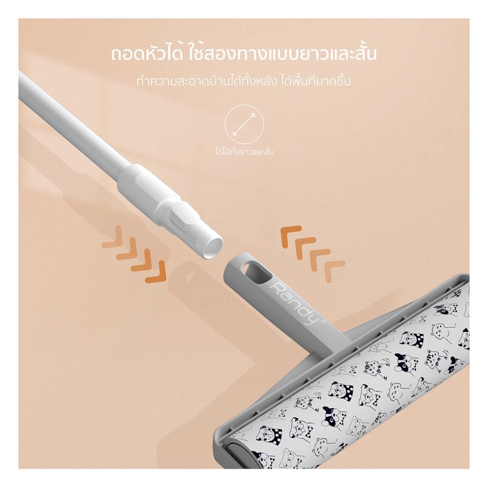 ลูกกลิ้งขจัดฝุ่นด้ามยาว RANDY M23 60 แผ่น