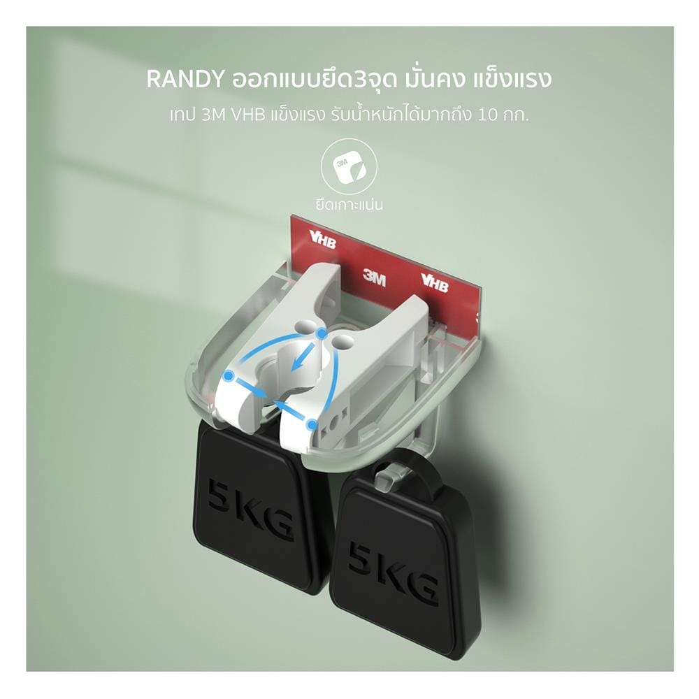 ที่เก็บอุปกรณ์ทำความสะอาดแบบติดผนัง RANDY M025 สีขาว/เทา