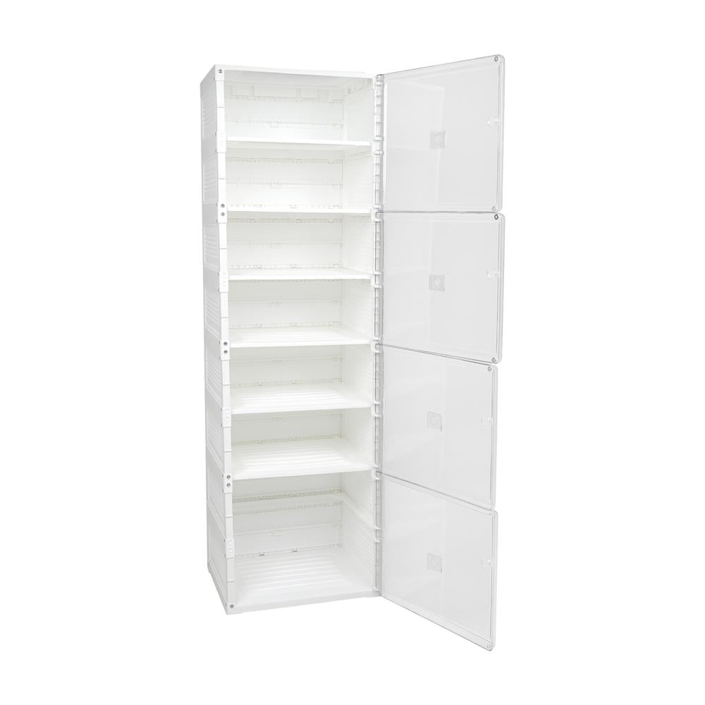 กล่องรองเท้า 7 ช่อง STACKO CLAIRE 40x34x132 ซม. สีขาว/ใส