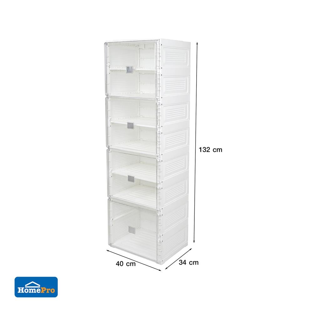 กล่องรองเท้า 7 ช่อง STACKO CLAIRE 40x34x132 ซม. สีขาว/ใส
