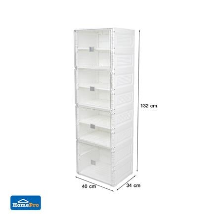 กล่องรองเท้า 7 ช่อง STACKO CLAIRE 40x34x132 ซม. สีขาว/ใส_8