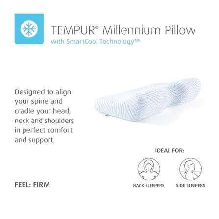 หมอนสุขภาพ เมมโมรี่โฟม TEMPUR MILLENNIUM PILLOW WITH SMARTCOOL TECHNOLOGY ไซซ์ M 54x32x11 ซม. สีขาว_5
