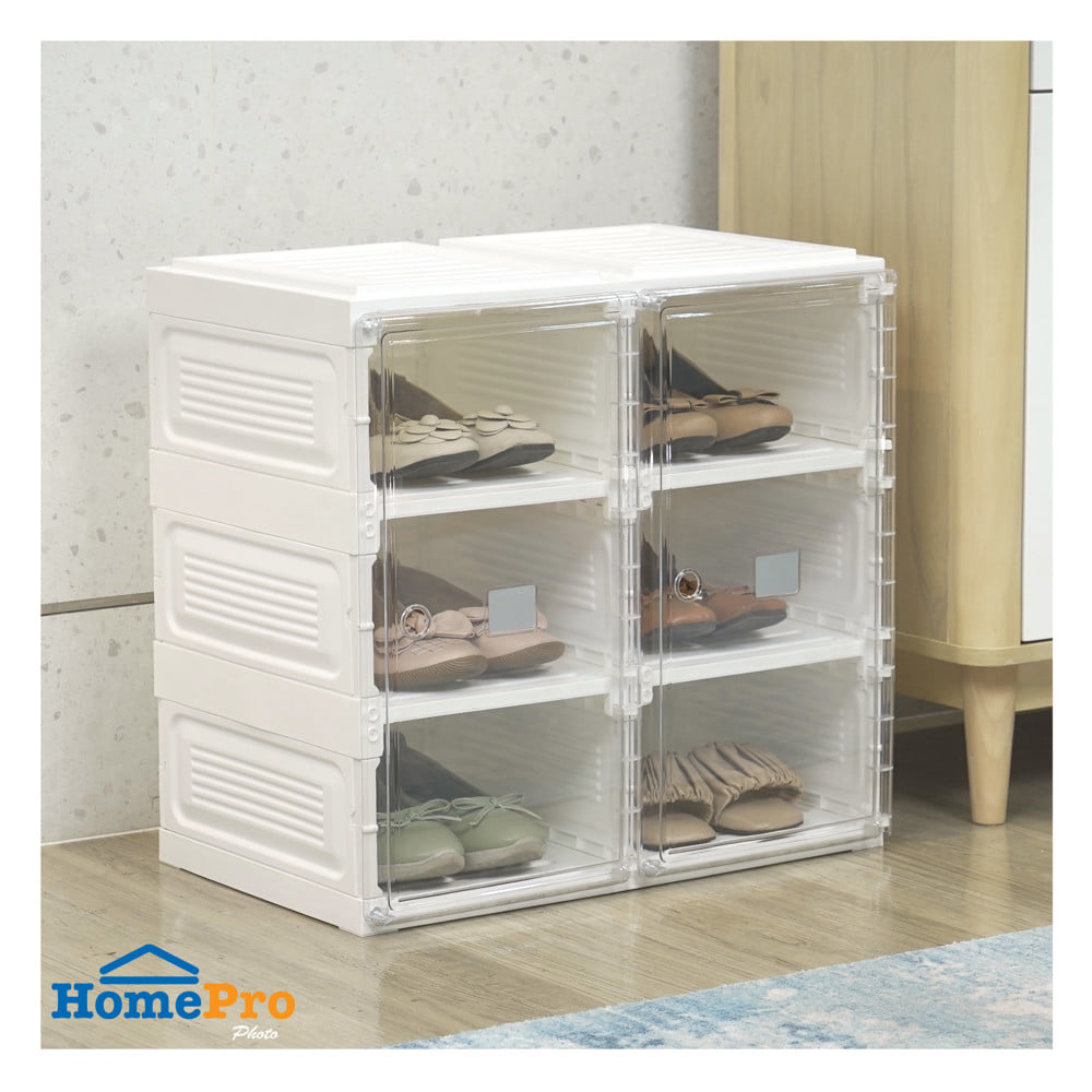 กล่องรองเท้า 6 ช่อง STACKO CLAIRE 53x34x51 ซม. สีขาว/ใส