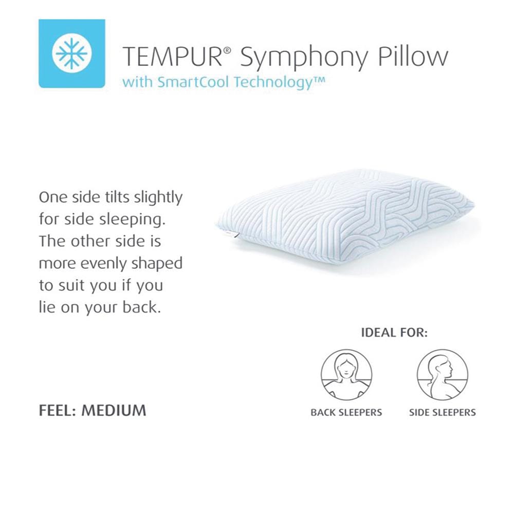 หมอนสุขภาพ เมมโมรี่โฟม TEMPUR SYMPHONY WITH SMARTCOOL TECHNOLOGY ไซซ์ M 63x43x12.5 ซม. สีขาว
