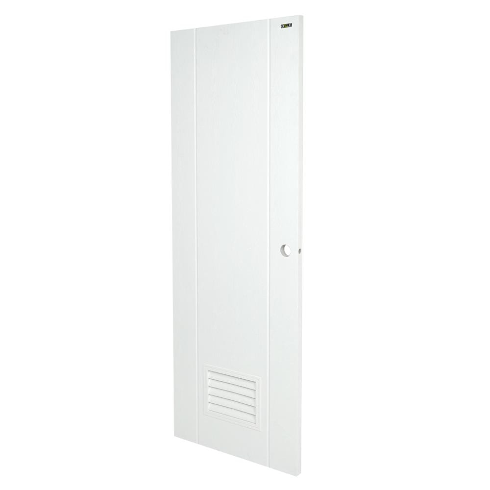 ประตูห้องน้ำ UPVC AZLE PSW20 เกล็ดล่าง 70X200 ซม. สีขาว เจาะลูกบิด