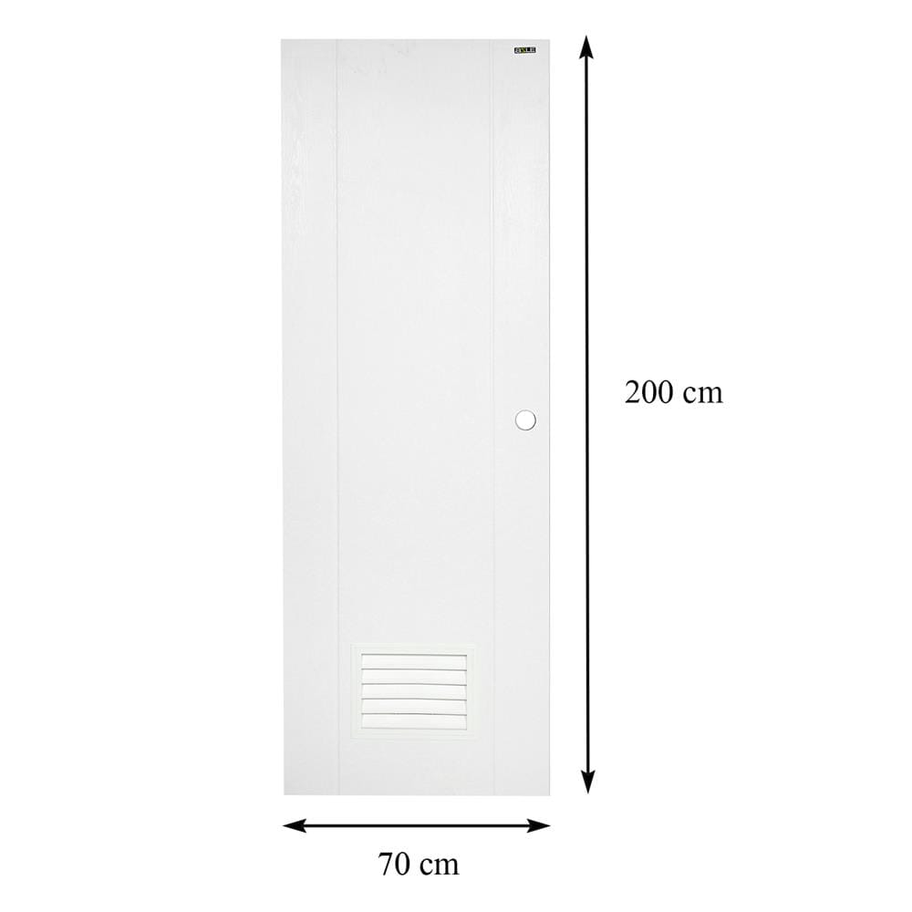 ประตูห้องน้ำ UPVC AZLE PSW20 เกล็ดล่าง 70X200 ซม. สีขาว เจาะลูกบิด