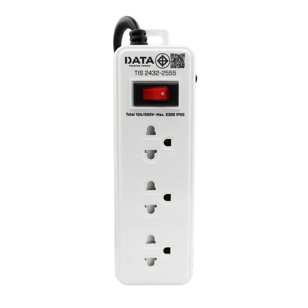 รางปลั๊กไฟ 3 ช่อง 1 สวิตซ์ DATA PP316 3 เมตร สีขาว