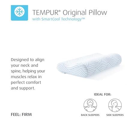 หมอนสุขภาพ เมมโมรี่โฟม TEMPUR ORIGINAL PILLOWS WITH SMARTCOOL TECHNOLOGY ไซซ์ QUEEN M 61x31x10 ซม. สีขาว_5