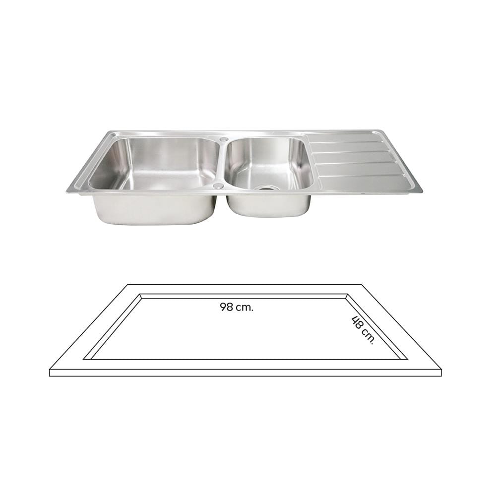 ซิงค์ฝัง 2 หลุม 1 ที่พัก DYNA HOME DH-12050-EB สีเงิน