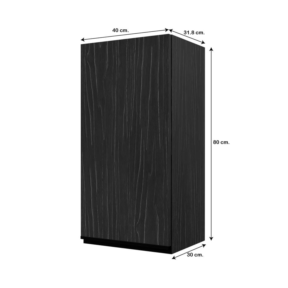 ตู้แขวนเดี่ยวบานเรียบ JUPITER SILKY OAK 40x80 ซม. สีดำ