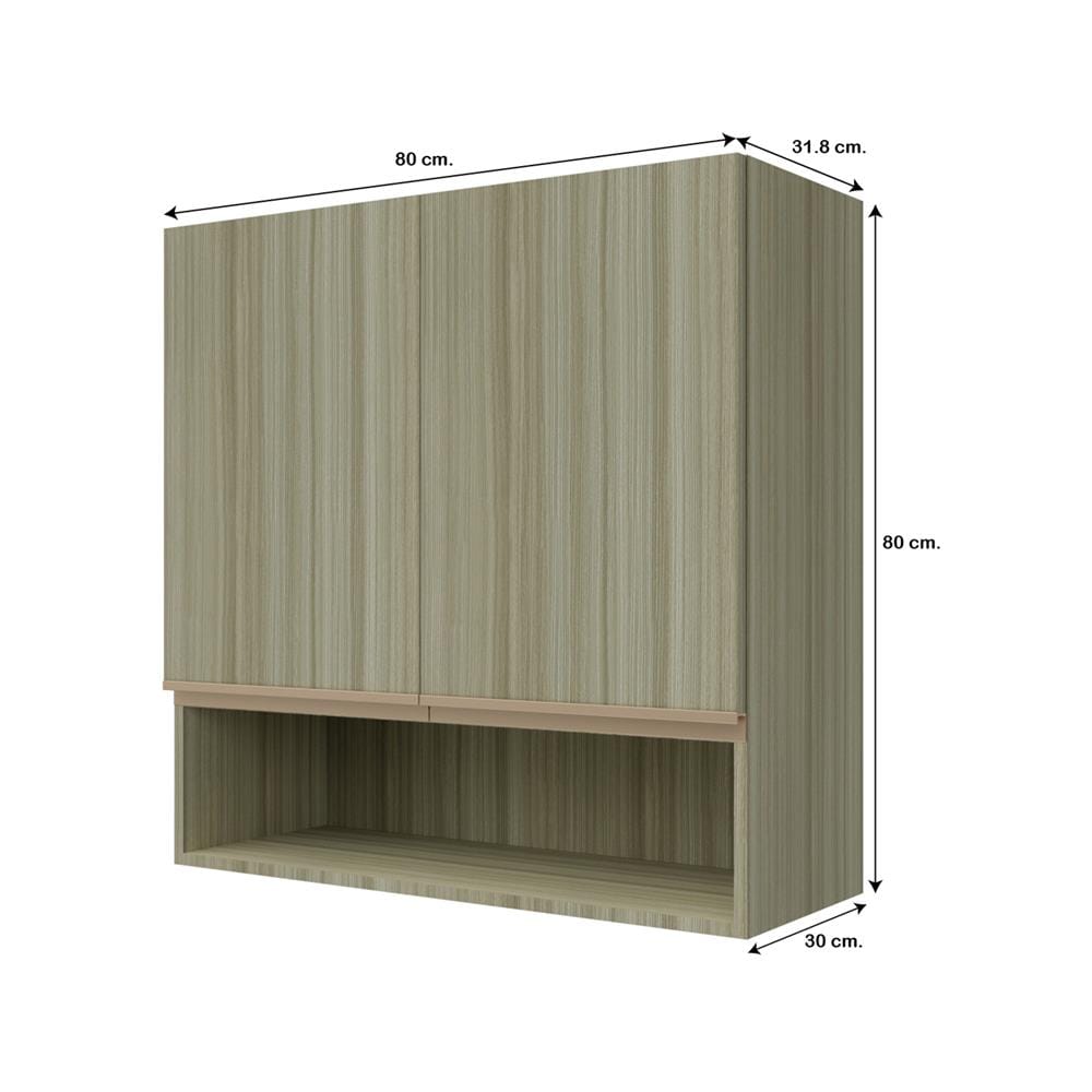 ตู้แขวนคู่บานทึบพร้อมชั้นโล่ง JUPITER SILKY TEAK 80x80 ซม. สีน้ำตาล