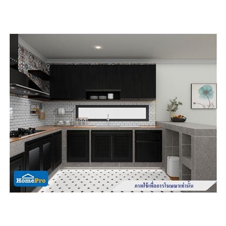 ตู้แขวนคู่บานทึบพร้อมชั้นโล่ง JUPITER SILKY OAK 80x80 ซม. สีดำ_4