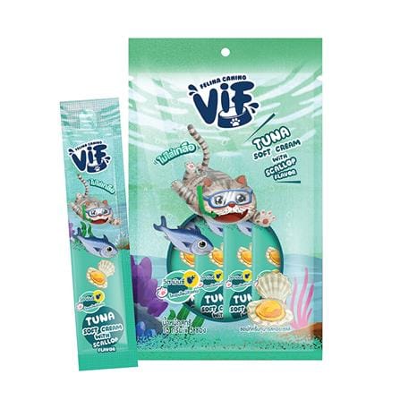 ขนมแมวเลีย FELINA CANINO VIF ซอฟท์ครีมทูน่ารสหอยเชลล์ 15 ก. (แพ็ก 5 ชิ้น)_0