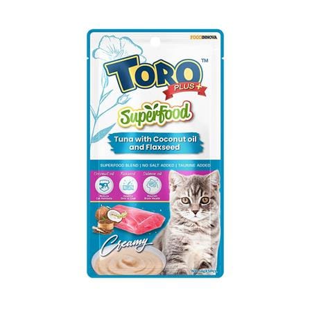 ขนมแมวเลีย TORO PLUS TUNA WITH COCONUT OIL AND FLAXSEED 14 ก. X 5 ซอง_0