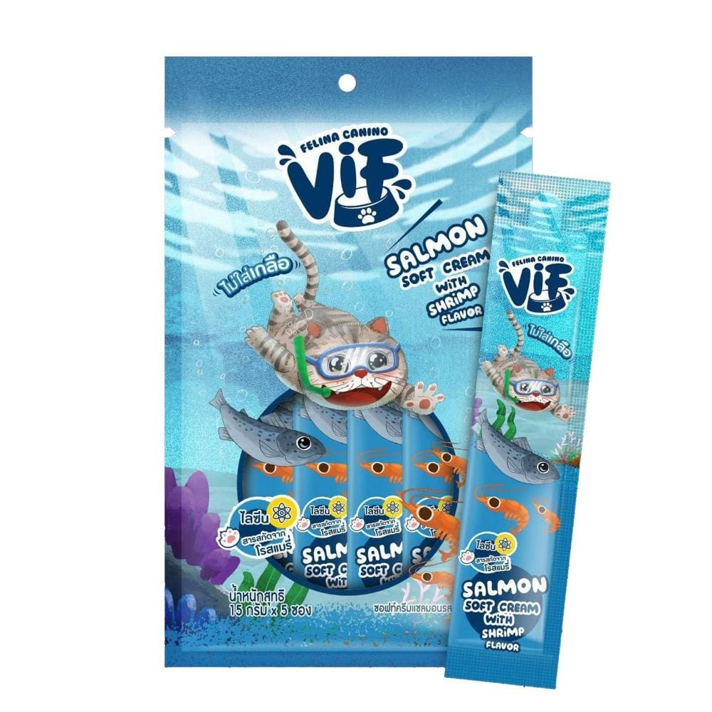ขนมแมวเลีย FELINA CANINO VIF SALMON CREAM SHRIMP (15 ก.X 5 ซอง)