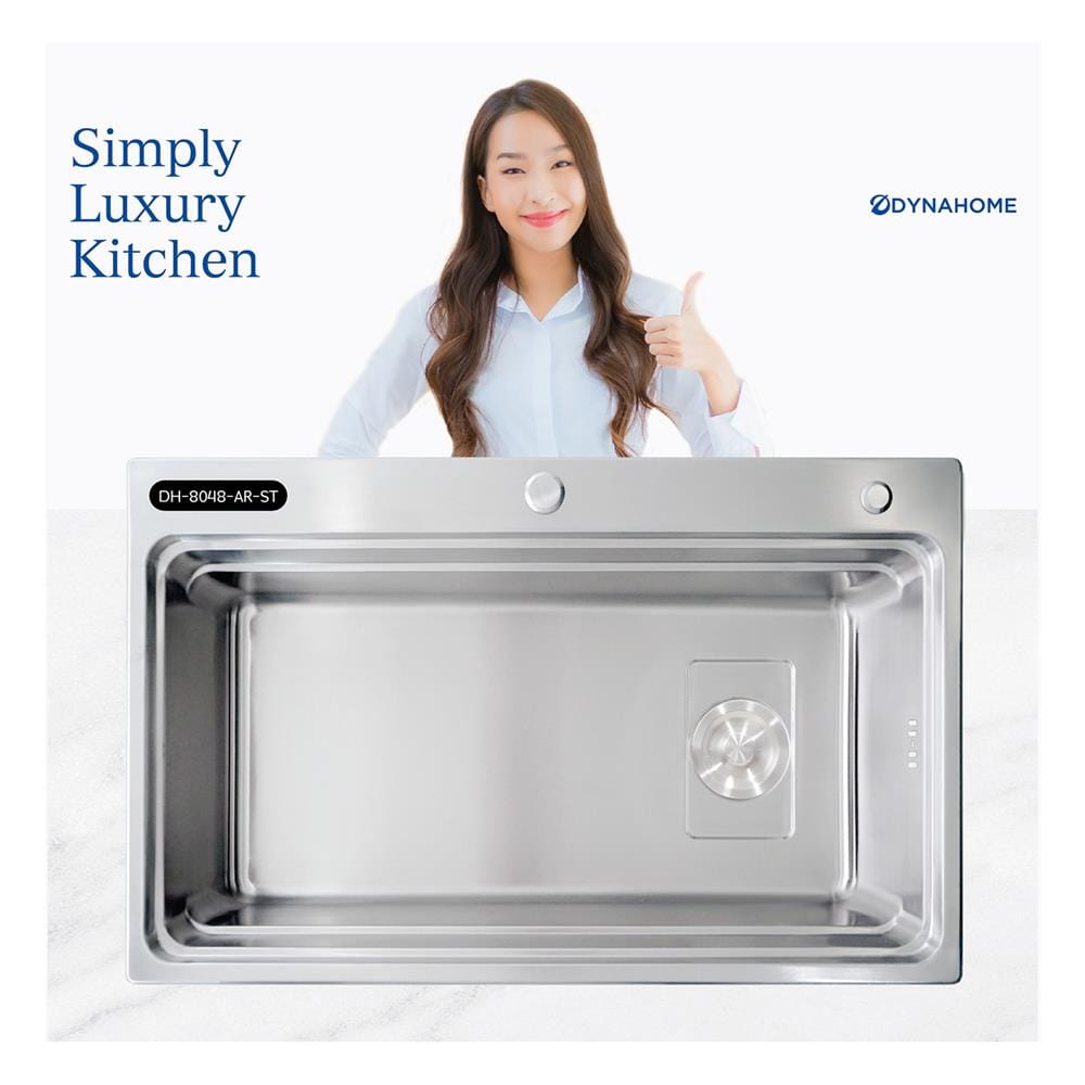 ซิงค์ฝัง 1 หลุม DYNA HOME DH-8048-AR-ST สีเงิน