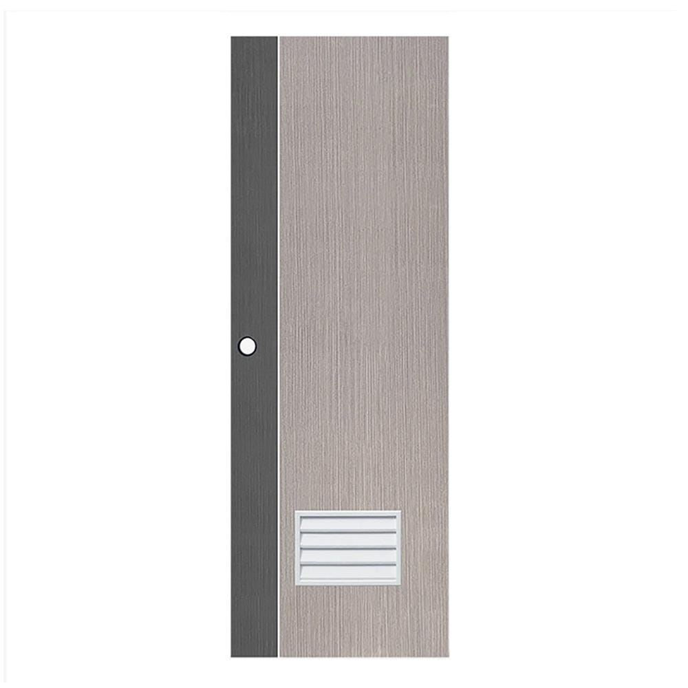 ประตูห้องน้ำ UPVC ECO-DOOR PB2 70X200 ซม. สีนํ้าตาล-เทา เจาะลูกบิด