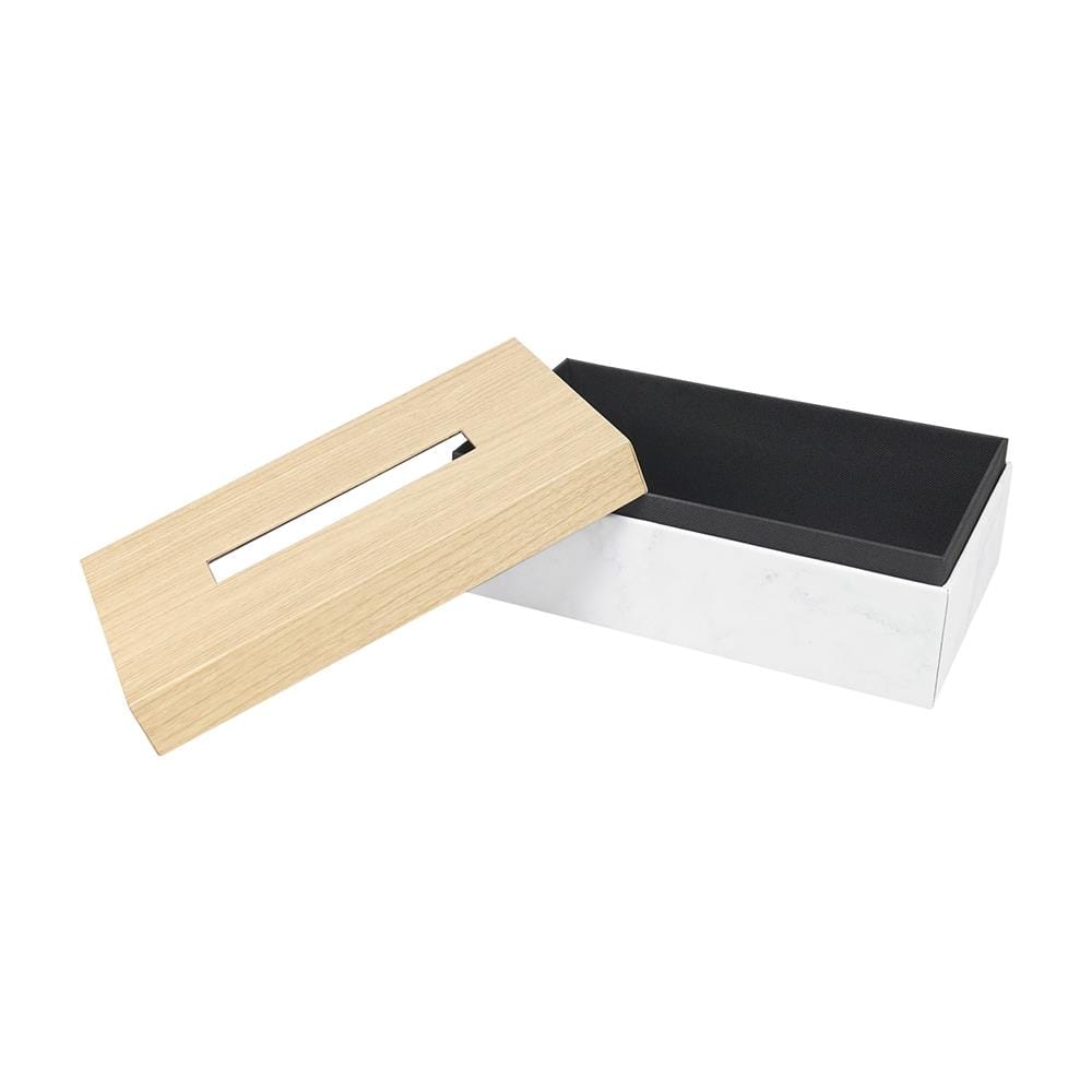 กล่องทิชชูแผ่น PVC KECH MINIMAL MARBLE สีเบจ