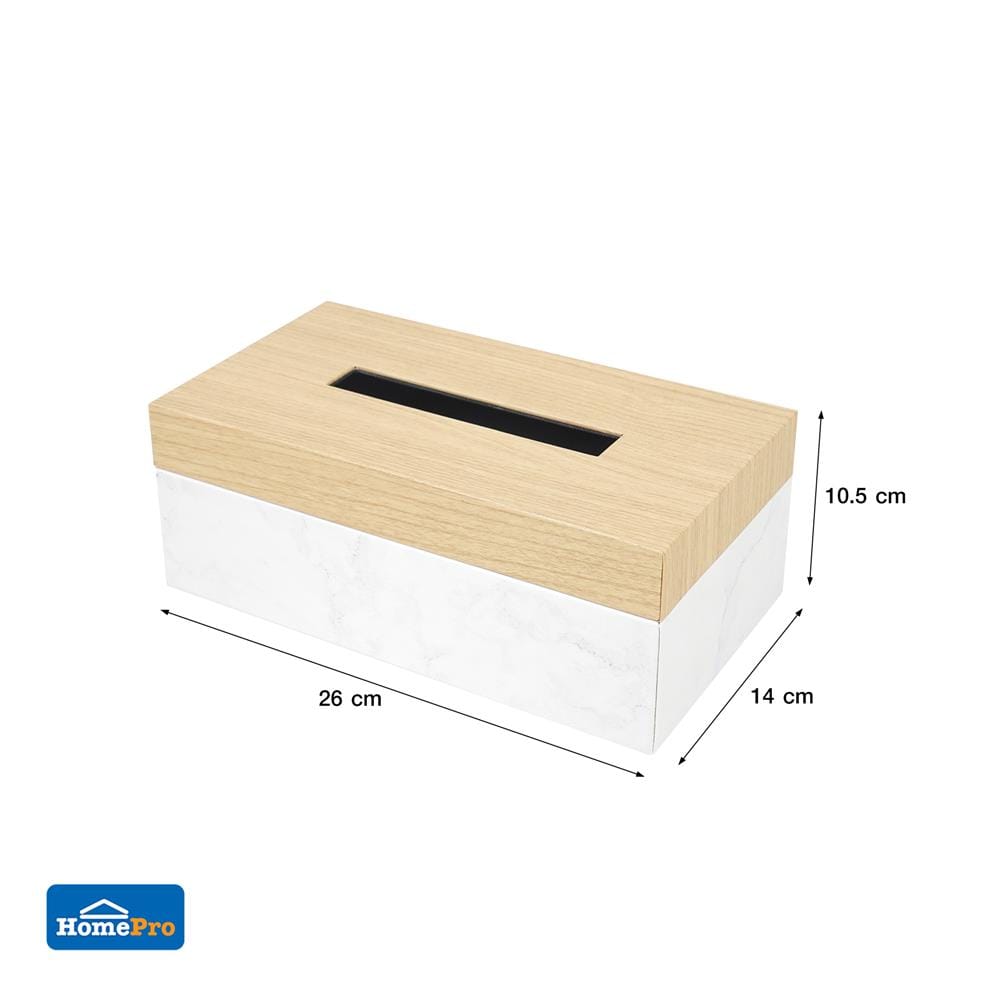 กล่องทิชชูแผ่น PVC KECH MINIMAL MARBLE สีเบจ