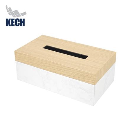 กล่องทิชชูแผ่น PVC KECH MINIMAL MARBLE สีเบจ_0