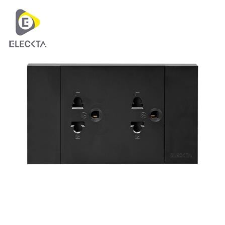 ชุดเต้ารับคู่ 3 ขากลมแบน ELECKTA VERVE สีดำ_0